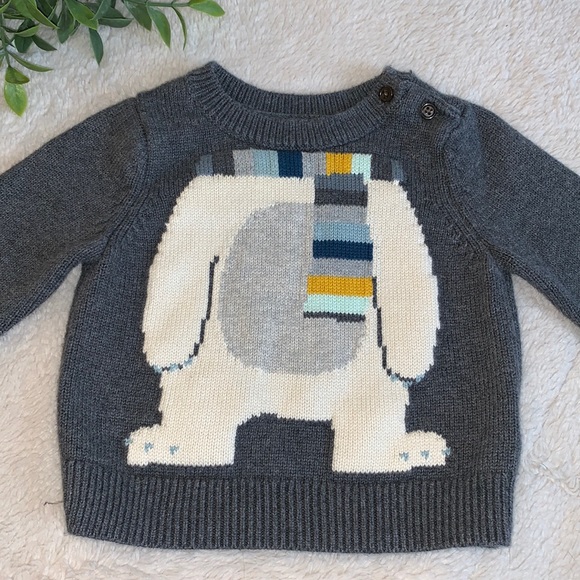 GAP Other - Gap 3-6M Baby Boy Gray Polar Bear Sweater EUC💗